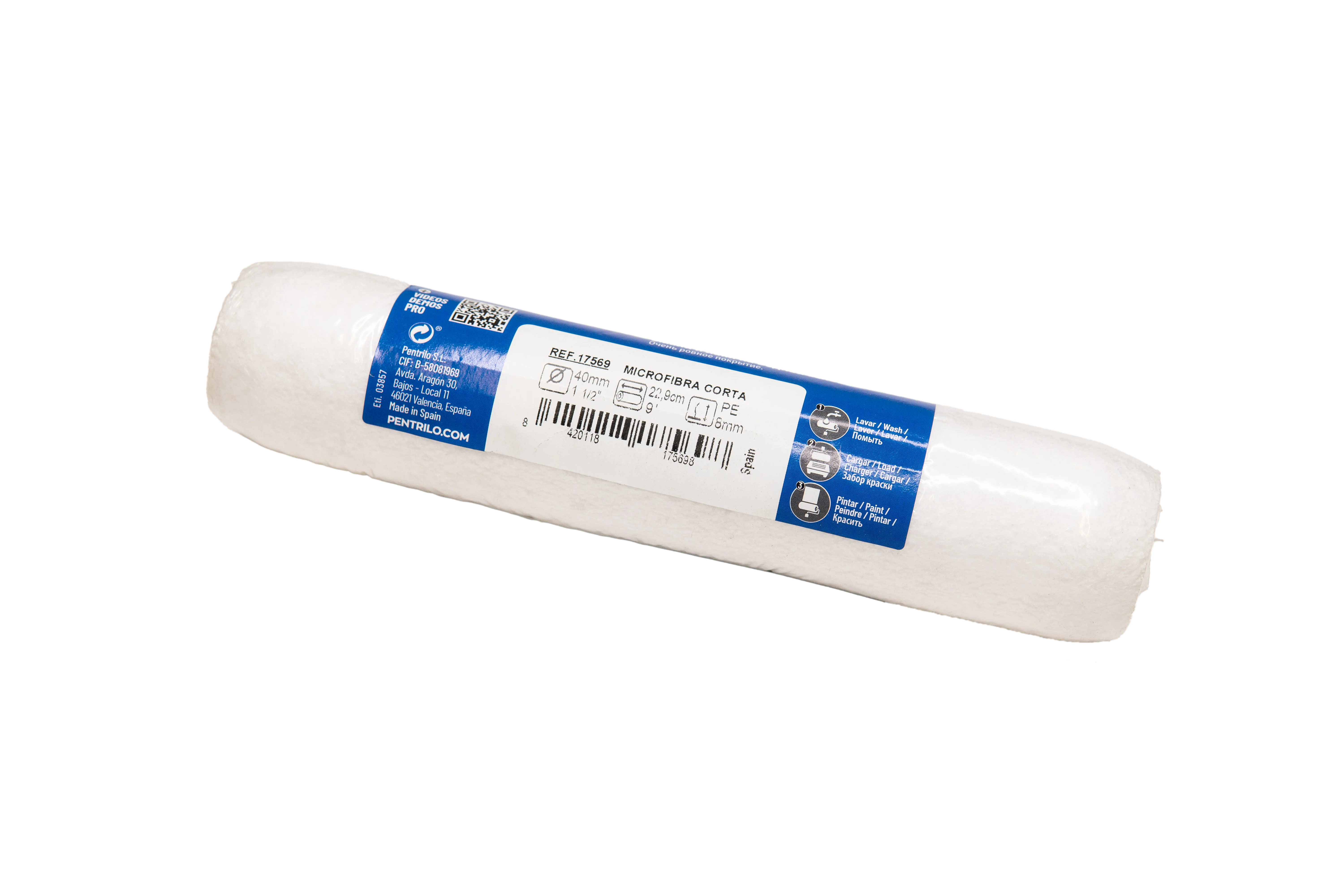 Валик PENTRILO Microfiber, Ecoblock, микрофибра для стен и потолков